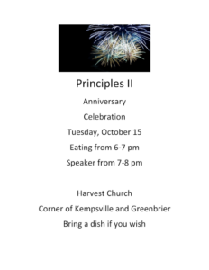 Principles II Anniversary Dinner and Speaker @ Harvest Assembly of God | Chesapeake | Virginia | United States