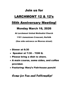 Larchmont 12 & 12 - 56th Anniversary @ Larchmont United Methodist Church | Norfolk | Virginia | United States